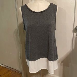 Kohl’s. Apt 9. Gray/white tank with bling on top.